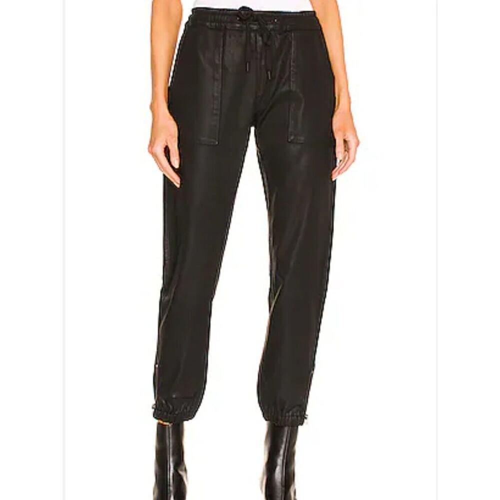 Hudson Zip Hem Utility Jogger Pants Coated Black Womens XS Coastal City Comfort